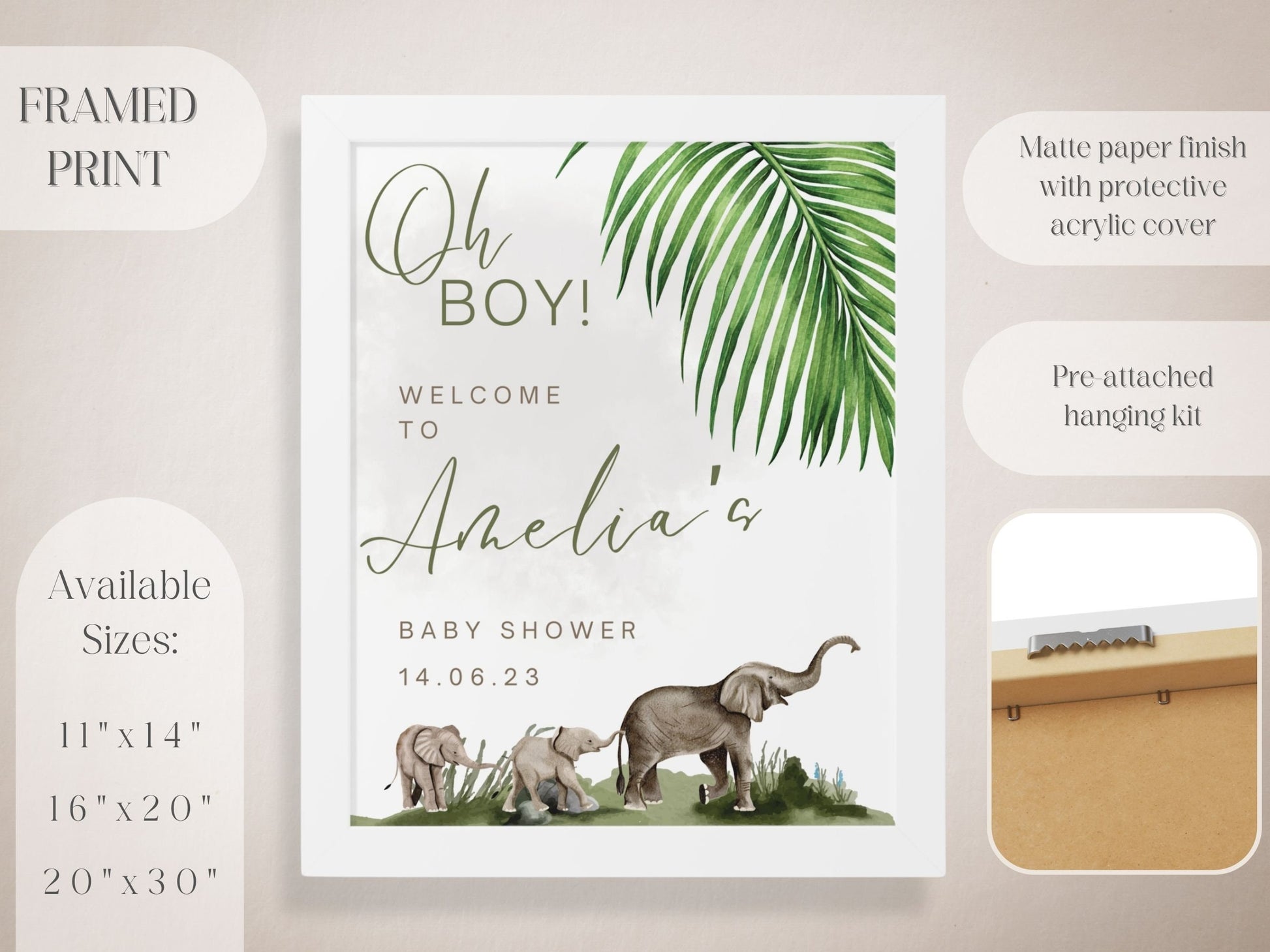 Elephant Baby Shower Welcome Sign - Magnolia Dane Co.