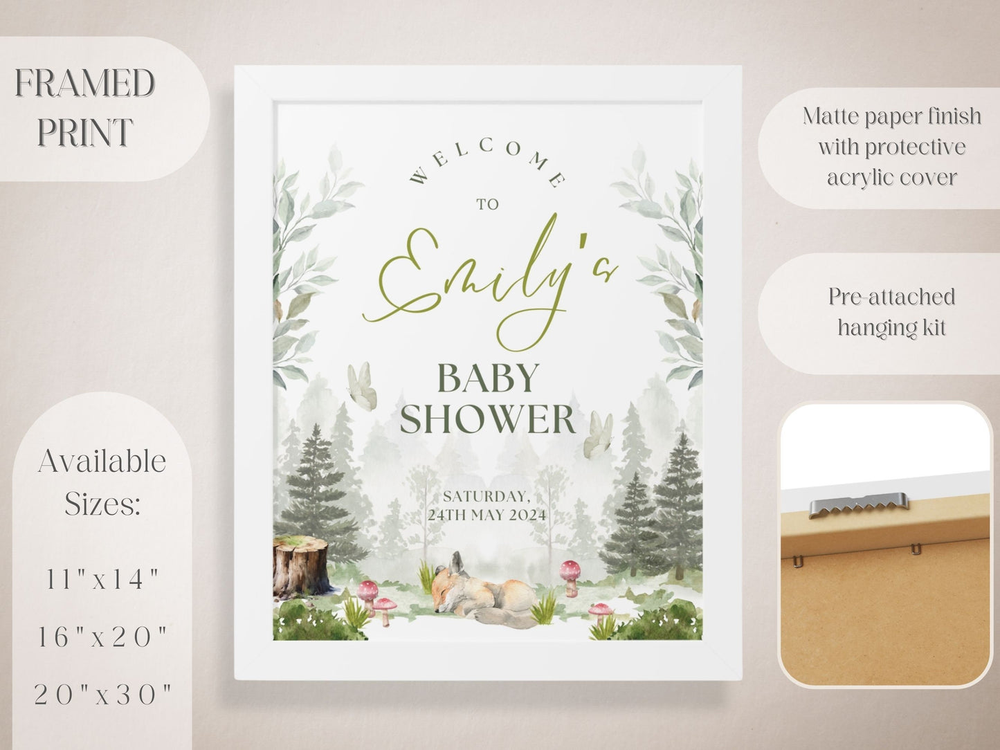 Forest Fox Baby Shower Welcome Sign - Magnolia Dane Co.