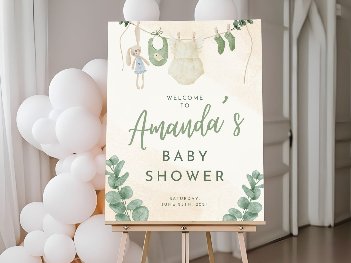 Clothesline Baby Shower Welcome Sign - Magnolia Dane Co.