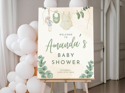 Clothesline Baby Shower Welcome Sign - Magnolia Dane Co.