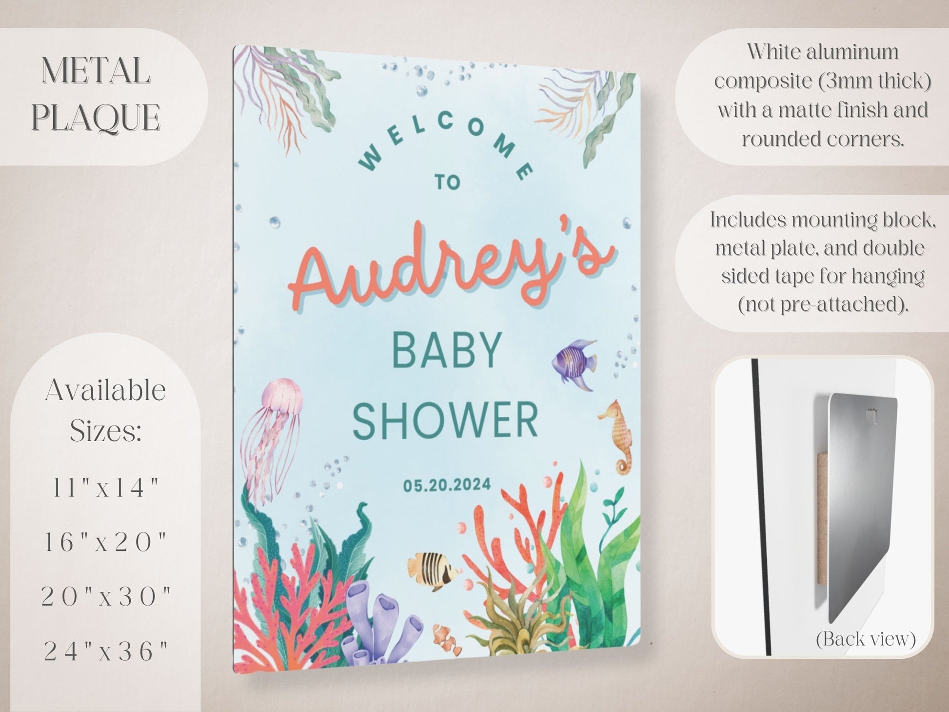 Coral Reef Baby Shower Welcome Sign - Magnolia Dane Co.