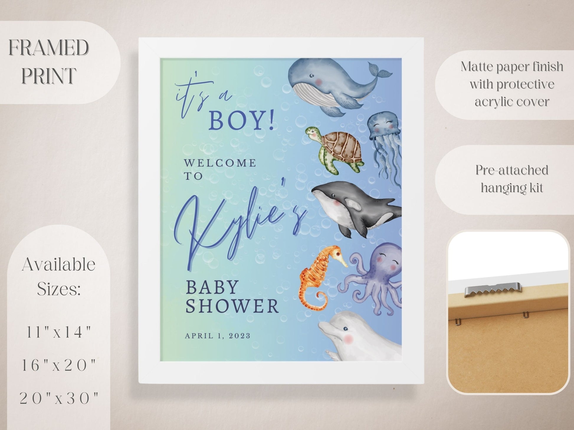 Ocean Animals Baby Shower Welcome Sign - Magnolia Dane Co.