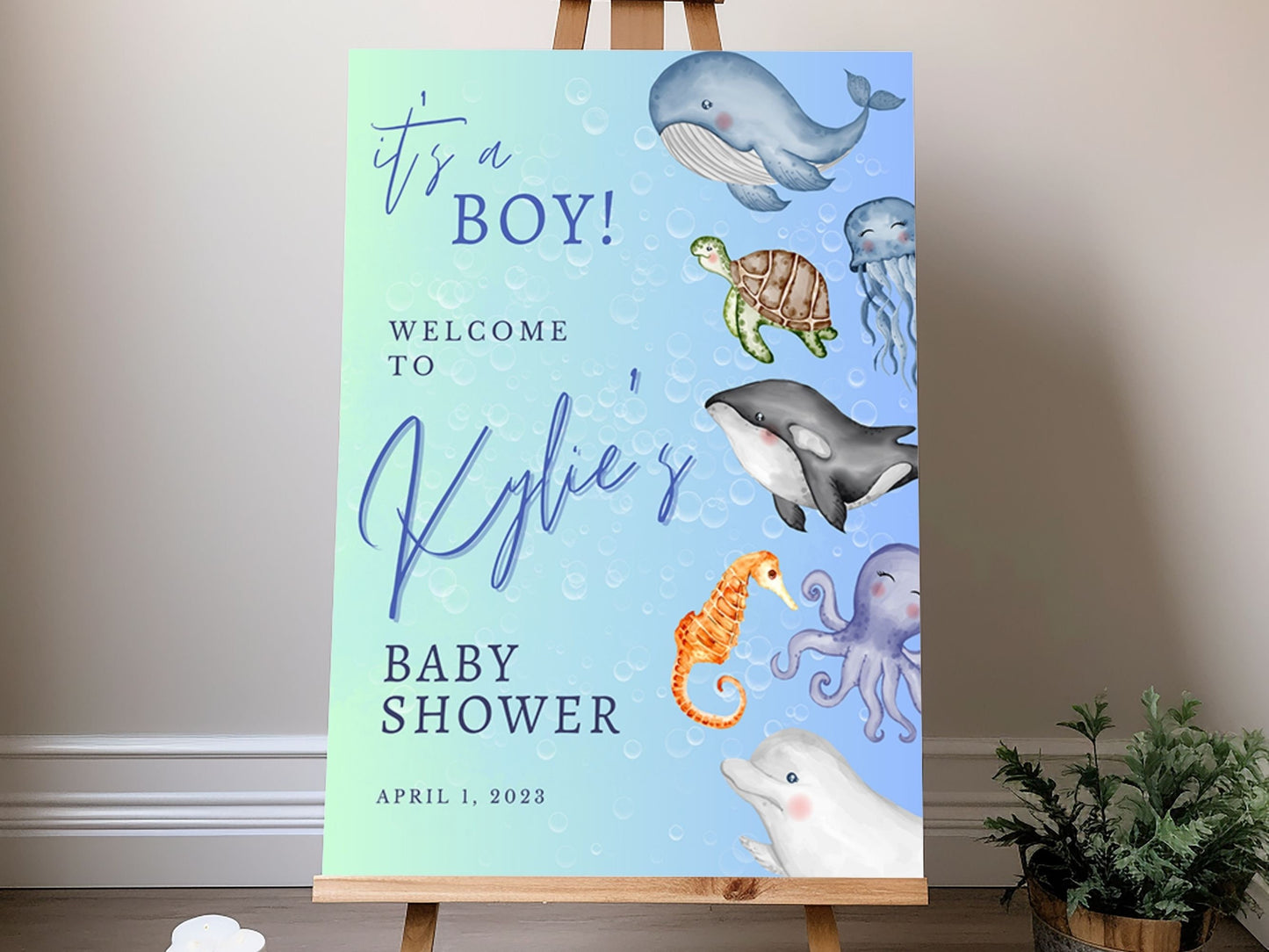 Ocean Animals Baby Shower Welcome Sign - Magnolia Dane Co.