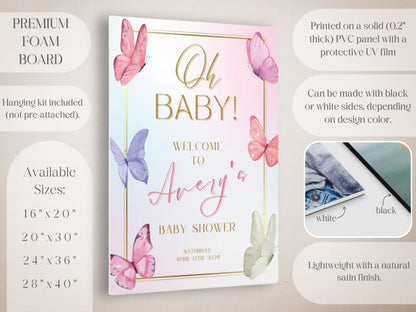 "Oh Baby!" Butterfly Baby Shower Welcome Sign - Magnolia Dane Co.