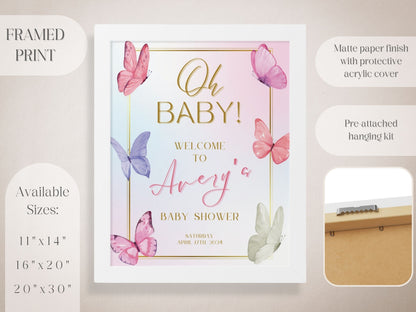 "Oh Baby!" Butterfly Baby Shower Welcome Sign - Magnolia Dane Co.