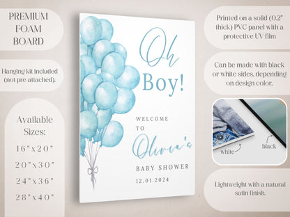 "Oh Baby!" Blue Balloons Baby Shower Welcome Sign - Magnolia Dane Co.