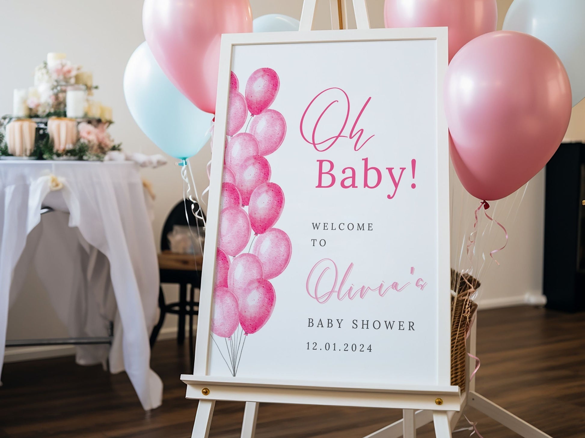 "Oh Baby!" Pin Balloons Baby Shower Welcome Sign - Magnolia Dane Co.