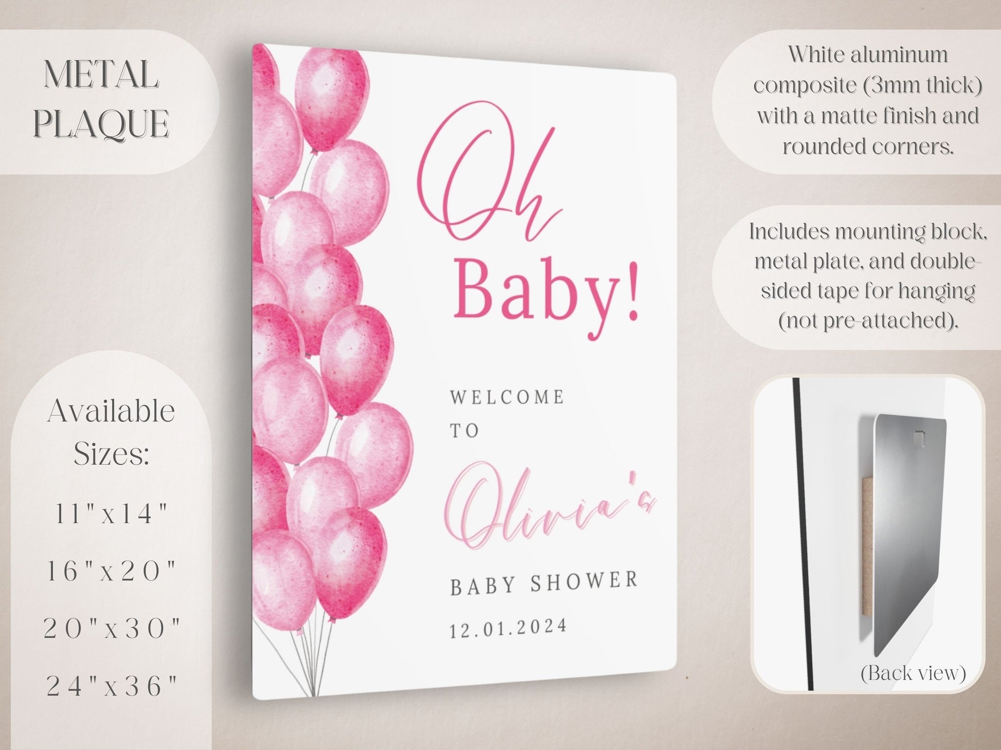 "Oh Baby!" Pin Balloons Baby Shower Welcome Sign - Magnolia Dane Co.