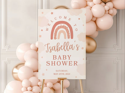 Pink Boho Rainbow Baby Shower Welcome Sign - Magnolia Dane Co.