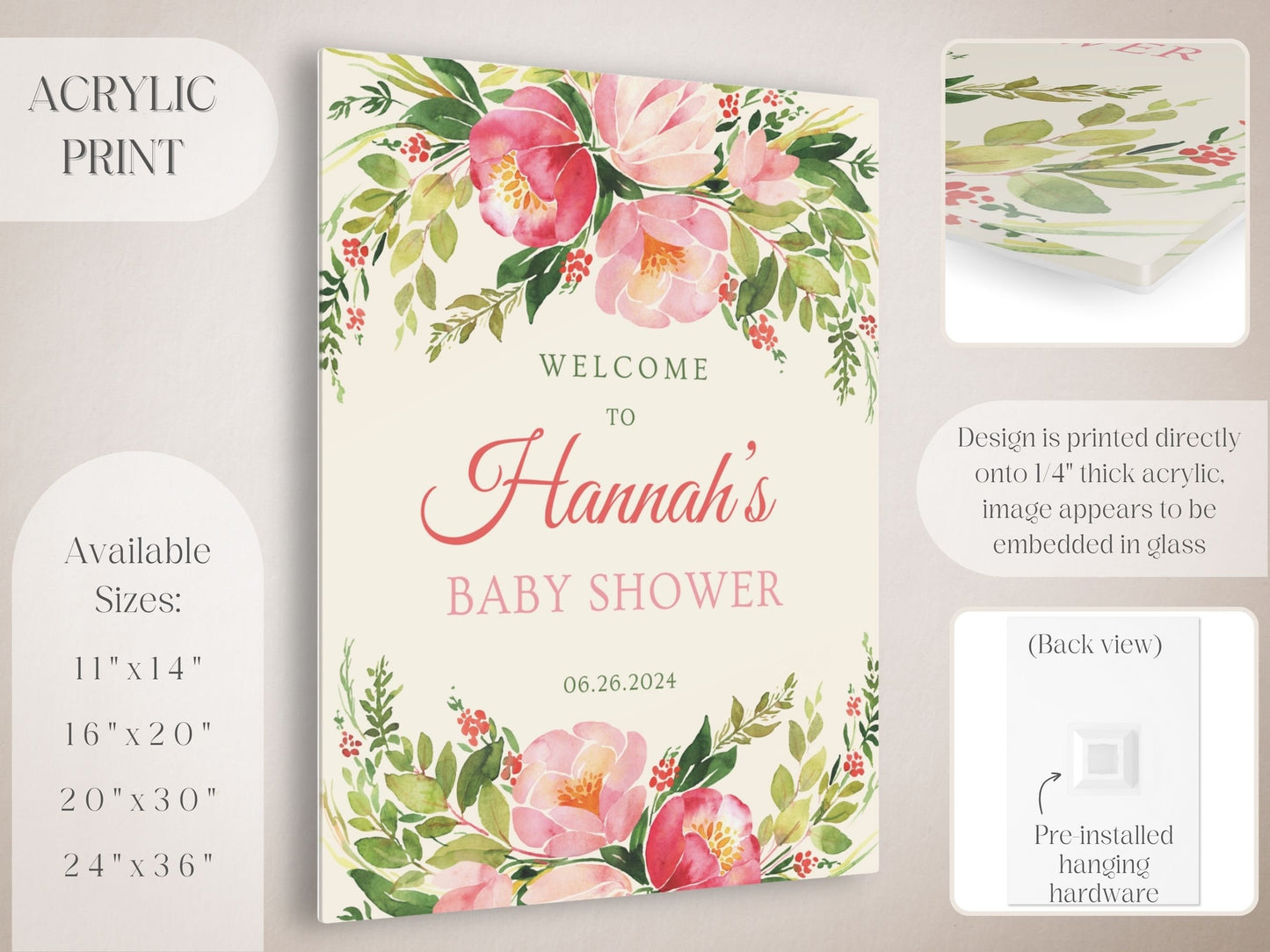 Bright Florals Baby Shower Welcome Sign - Magnolia Dane Co.