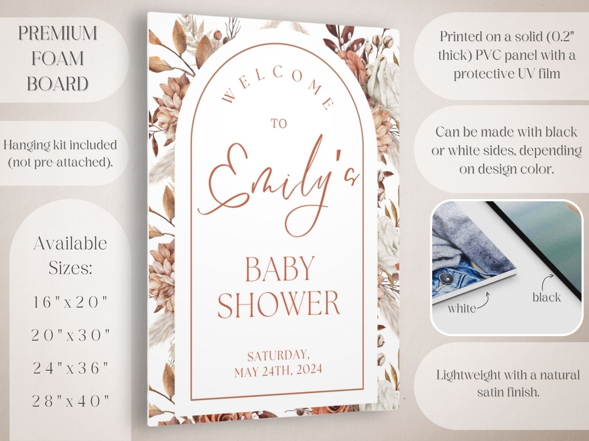 Boho Neutral Baby Shower Welcome Sign - Magnolia Dane Co.