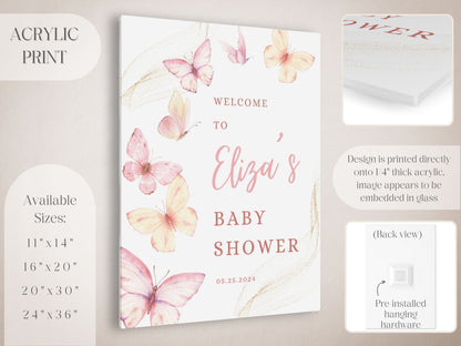 Delicate Butterflies Baby Shower Welcome Sign - Magnolia Dane Co.