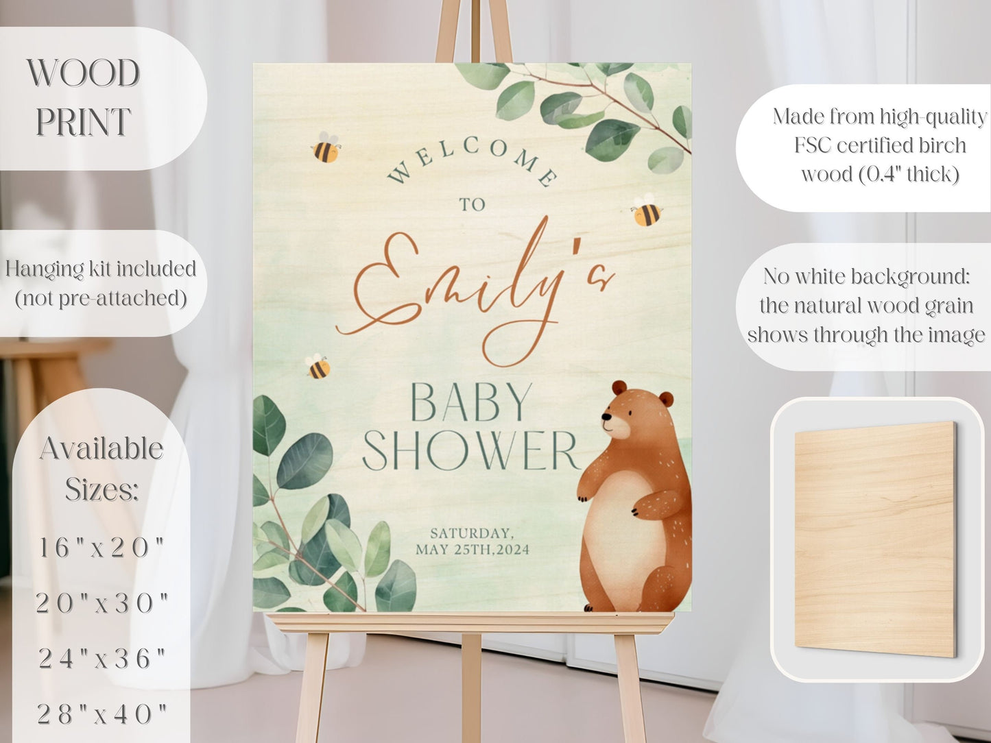 Honey Bear Baby Shower Welcome Sign - Magnolia Dane Co.