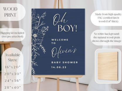 Navy Floral Baby Shower Welcome Sign - Magnolia Dane Co.