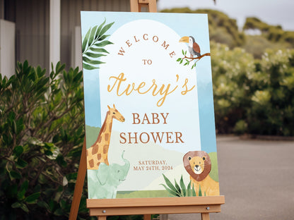 Blue Safari Themed Baby Shower Welcome Sign - Magnolia Dane Co.