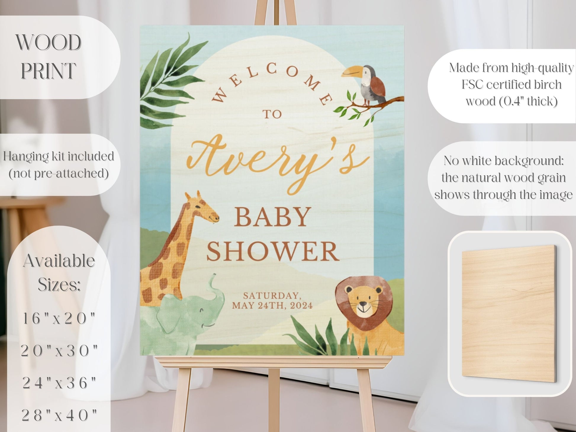 Blue Safari Themed Baby Shower Welcome Sign - Magnolia Dane Co.