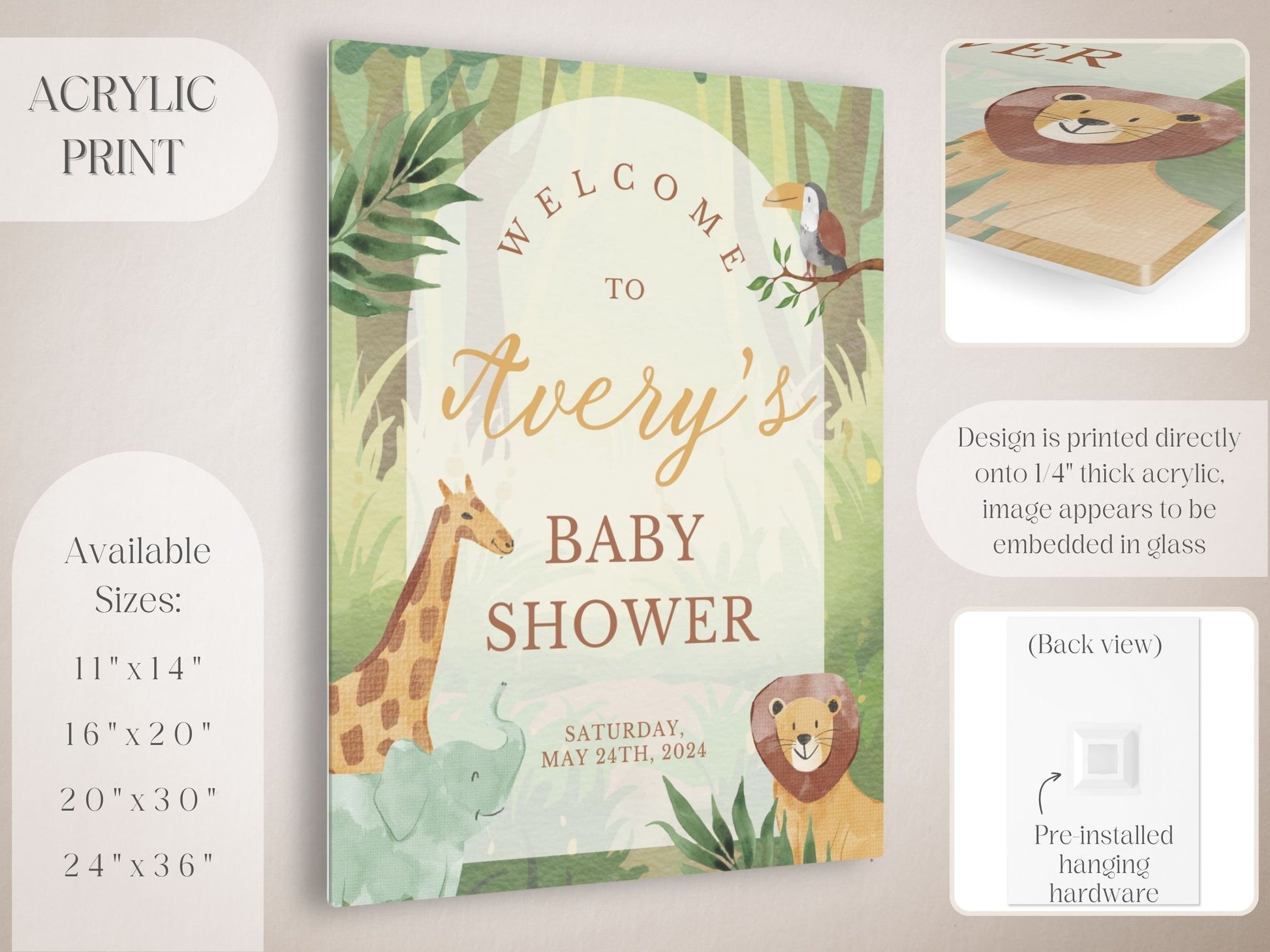 Green Safari Themed Baby Shower Welcome Sign - Magnolia Dane Co.