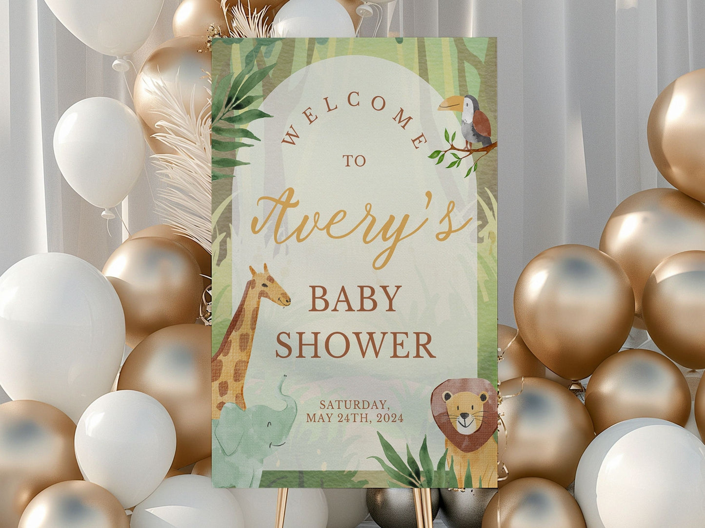 Green Safari Themed Baby Shower Welcome Sign - Magnolia Dane Co.