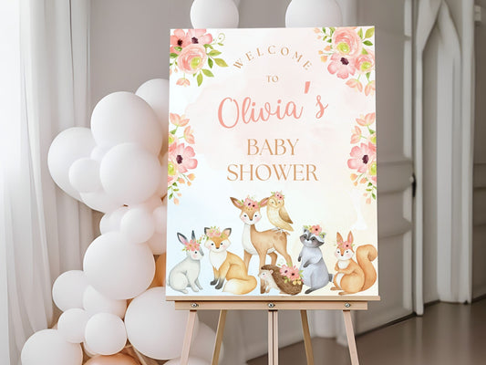 Woodland Creatures Baby Shower Welcome Sign - Magnolia Dane Co.