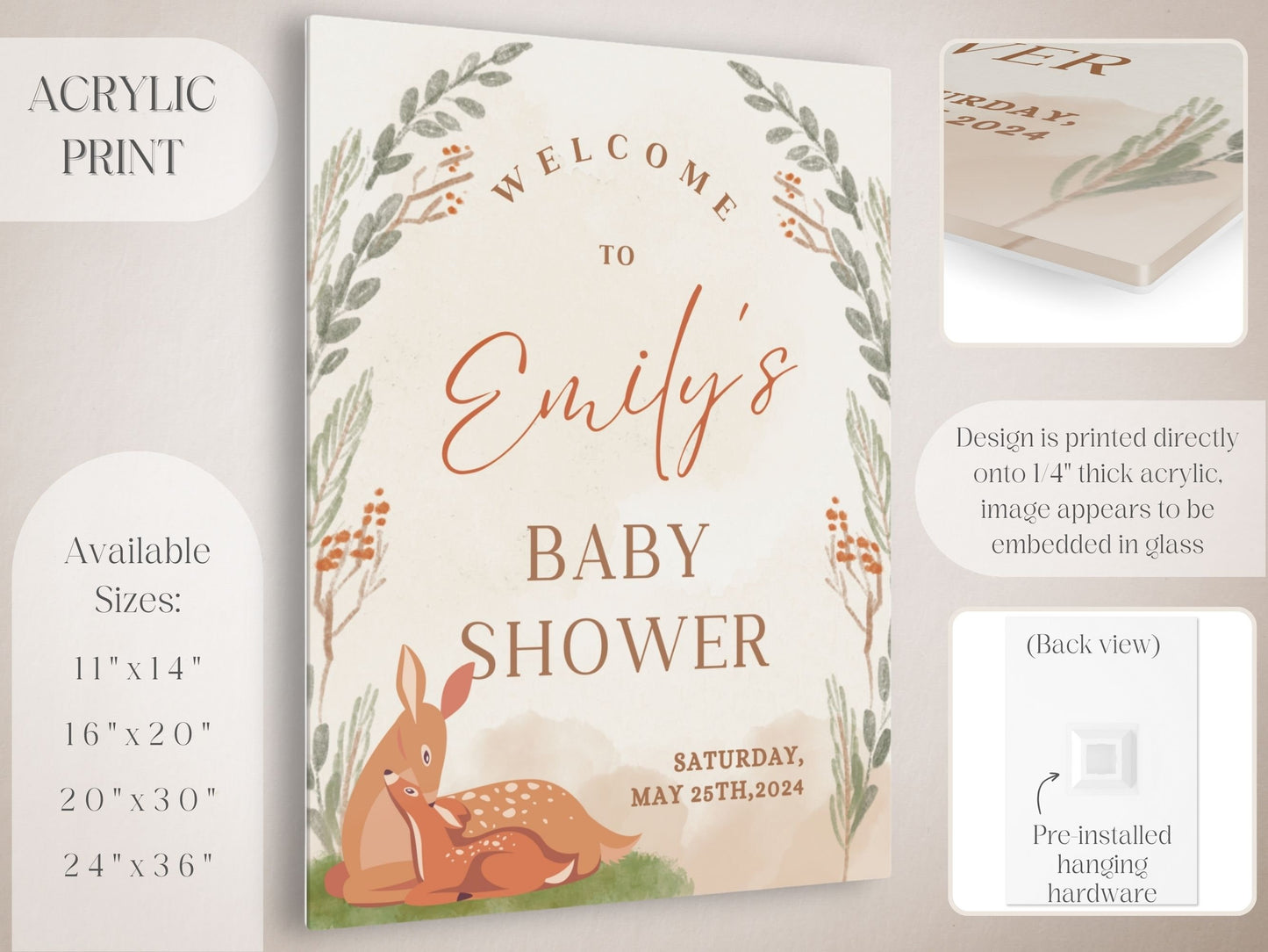 Oh Deer Baby Shower Welcome Sign - Magnolia Dane Co.