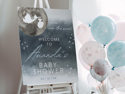 "Over the Moon" Baby Shower Welcome Sign - Magnolia Dane Co.