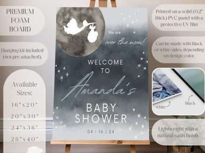 "Over the Moon" Baby Shower Welcome Sign - Magnolia Dane Co.