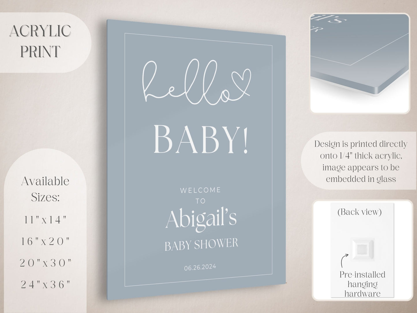 "Hello Baby!" Baby Shower Welcome Sign - Magnolia Dane Co.