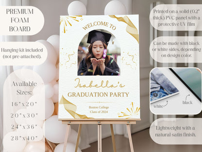 Gold Ribbon Custom Photo Graduation Party Welcome Sign - Magnolia Dane Co.