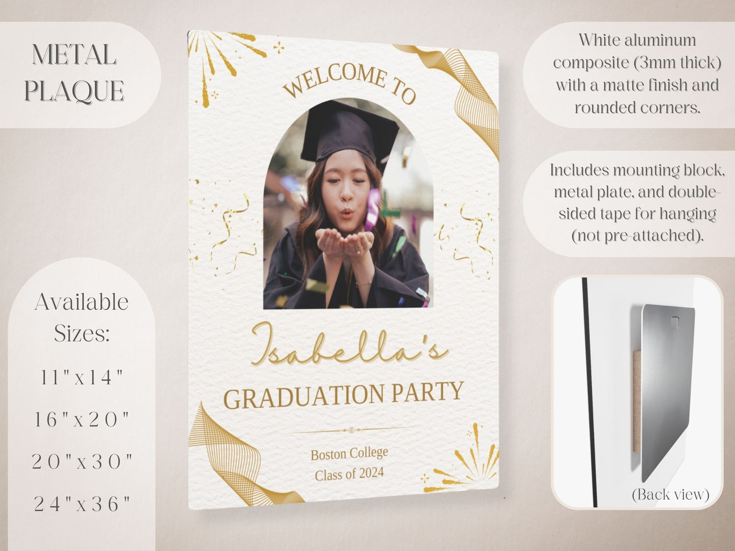 Gold Ribbon Custom Photo Graduation Party Welcome Sign - Magnolia Dane Co.