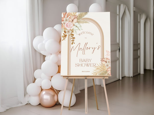 Boho Rainbow Arch Baby Shower Welcome Sign - Magnolia Dane Co.