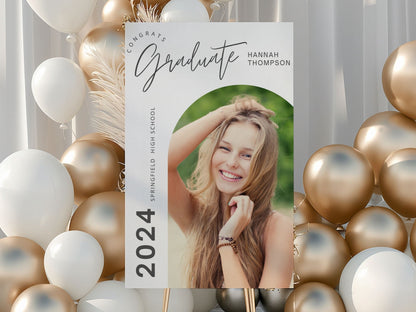 Modern Arch Custom Photo Graduation Party Welcome Sign - Magnolia Dane Co.