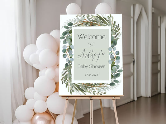 Boho Foliage Baby Shower Welcome Sign - Magnolia Dane Co.