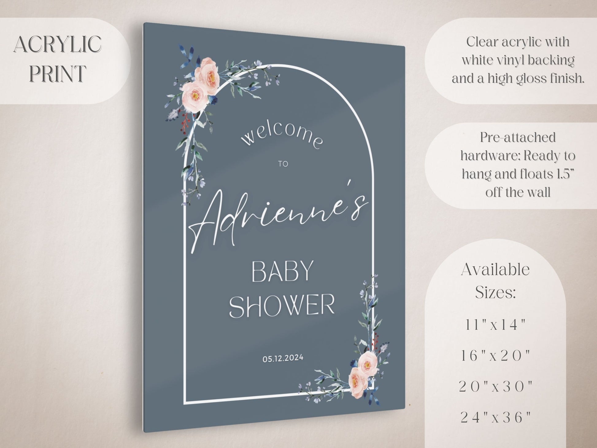 Navy Minimalist Baby Shower Welcome Sign - Magnolia Dane Co.