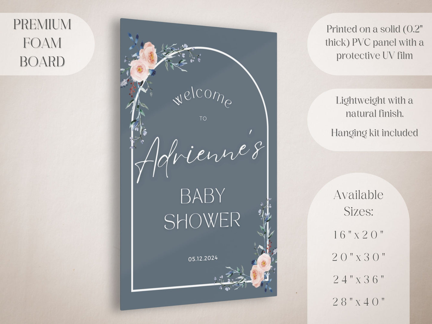 Navy Minimalist Baby Shower Welcome Sign - Magnolia Dane Co.