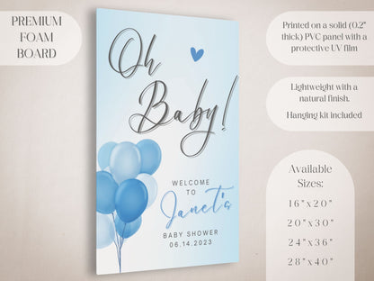 "Oh Baby!" Blue Balloon Baby Shower Welcome Sign