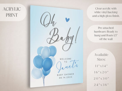 "Oh Baby!" Blue Balloon Baby Shower Welcome Sign