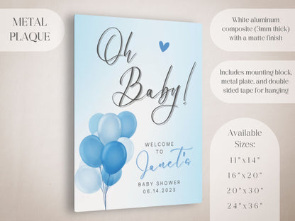 "Oh Baby!" Blue Balloon Baby Shower Welcome Sign