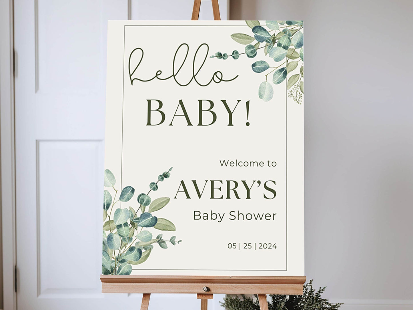 Simple Foliage Baby Shower Welcome Sign - Magnolia Dane Co.