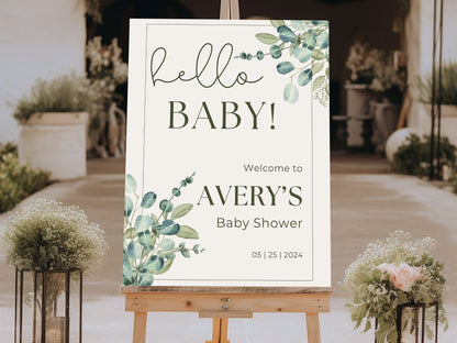 Simple Foliage Baby Shower Welcome Sign - Magnolia Dane Co.