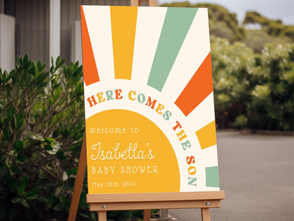 "Here Comes the Son" Baby Shower Welcome Sign - Magnolia Dane Co.