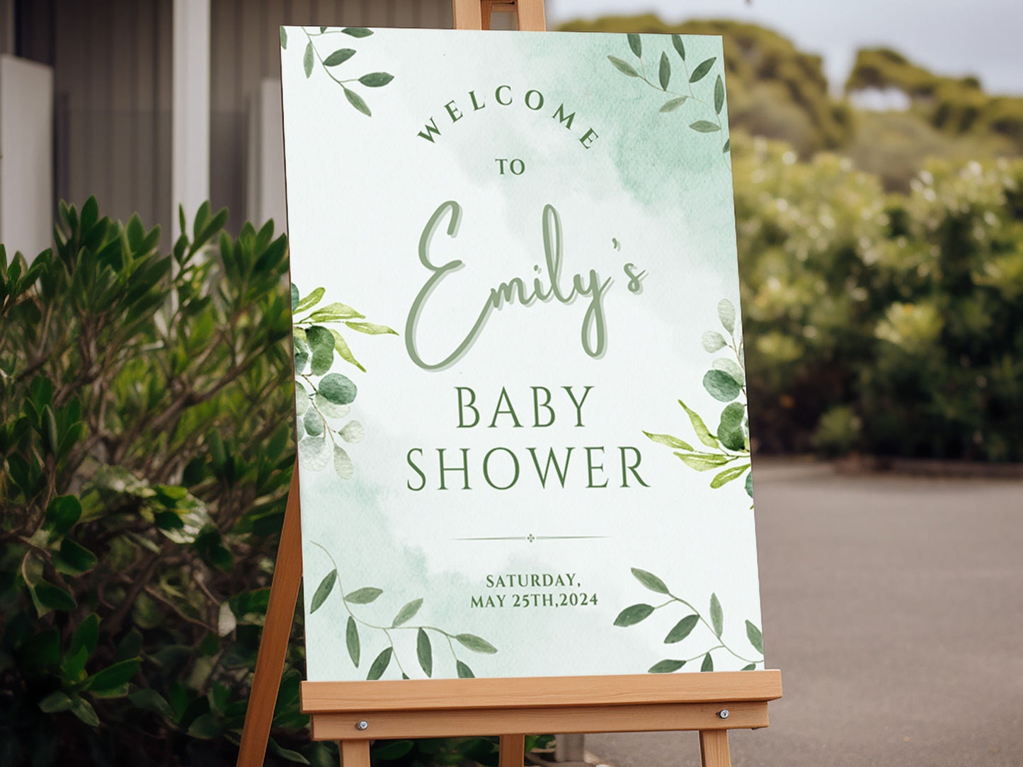 Simple Leaves Baby Shower Welcome Sign - Magnolia Dane Co.