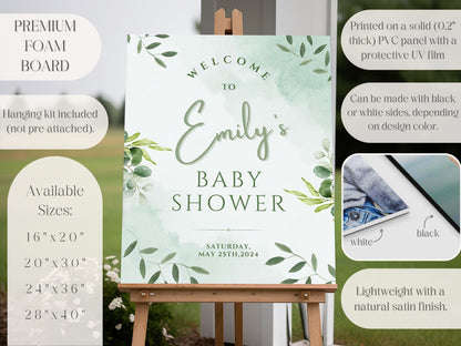 Simple Leaves Baby Shower Welcome Sign - Magnolia Dane Co.