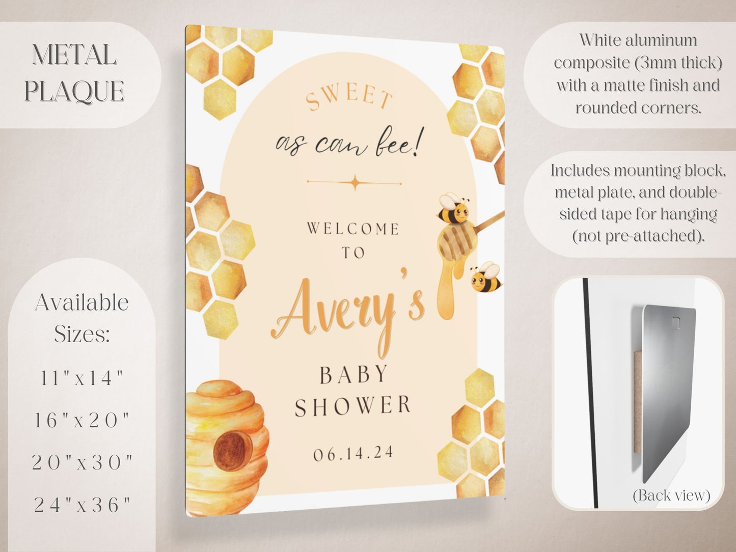 "Sweet as Can Bee!" Baby Shower Welcome Sign