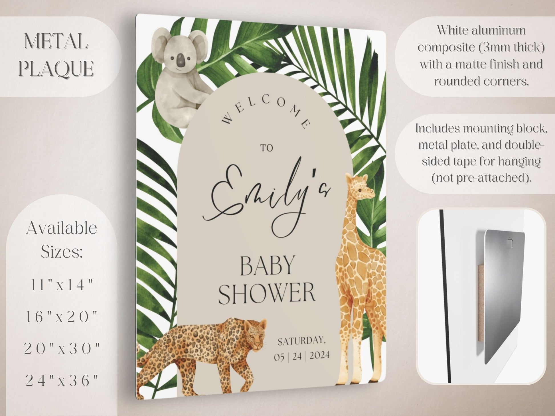 Jungle Animals Baby Shower Welcome Sign - Magnolia Dane Co.