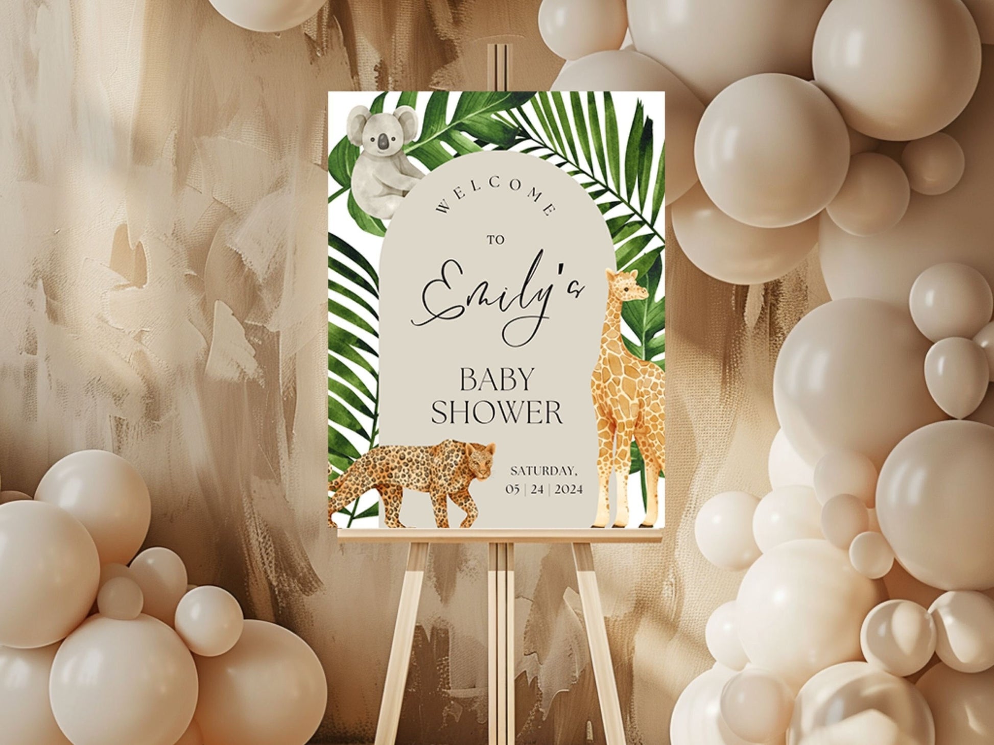 Jungle Animals Baby Shower Welcome Sign - Magnolia Dane Co.