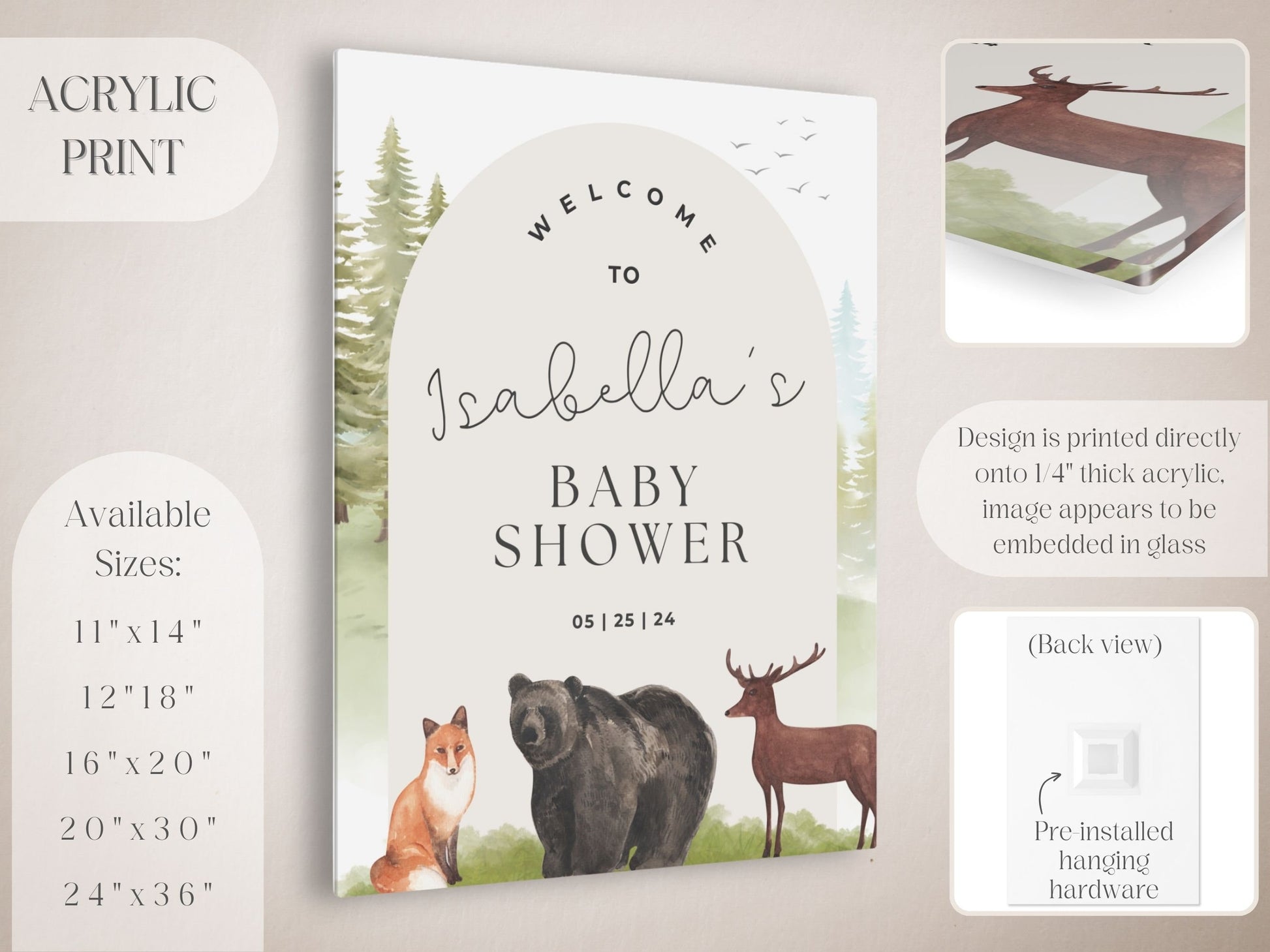 Forest Animal Baby Shower Welcome Sign - Magnolia Dane Co.