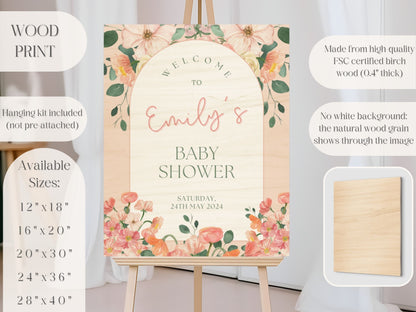 Peach Floral Baby Shower Welcome Sign - Magnolia Dane Co.