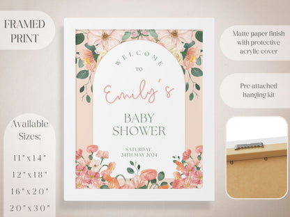 Peach Floral Baby Shower Welcome Sign - Magnolia Dane Co.