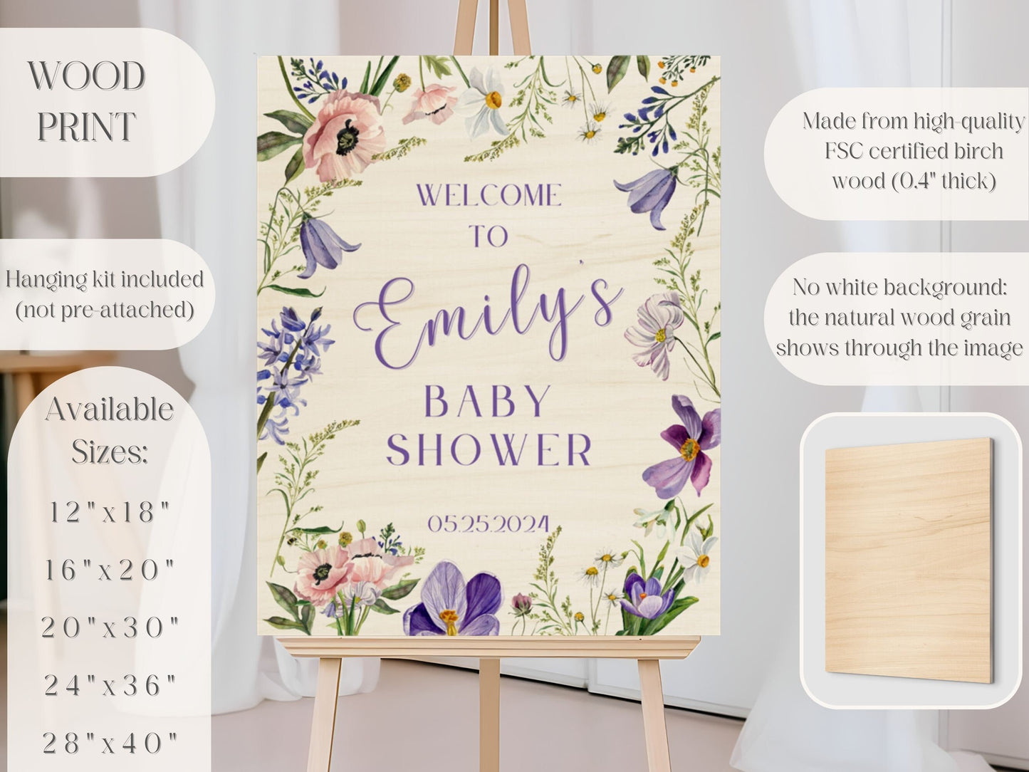 Whimsical Florals Baby Shower Welcome Sign - Magnolia Dane Co.