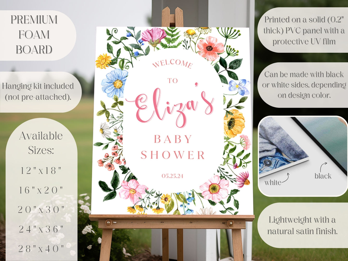 "Baby in Bloom" Baby Shower Welcome Sign - Magnolia Dane Co.